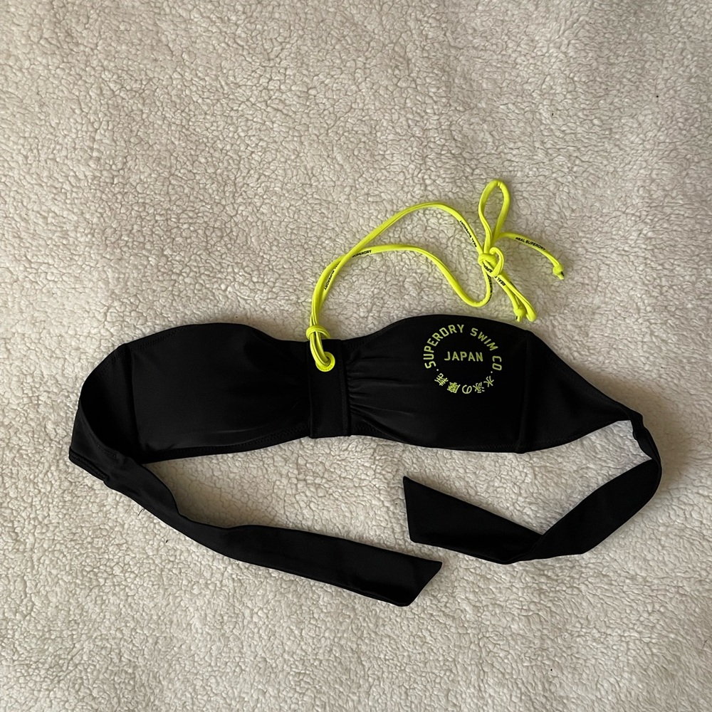 Black Superdry Bandeau Bikini Top L